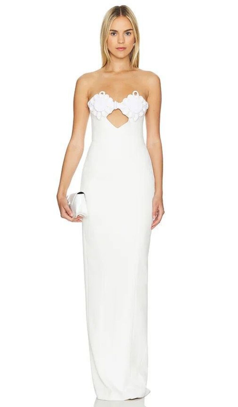 Sau Lee Evelyn Strapless Gown in White Size US 2 $650